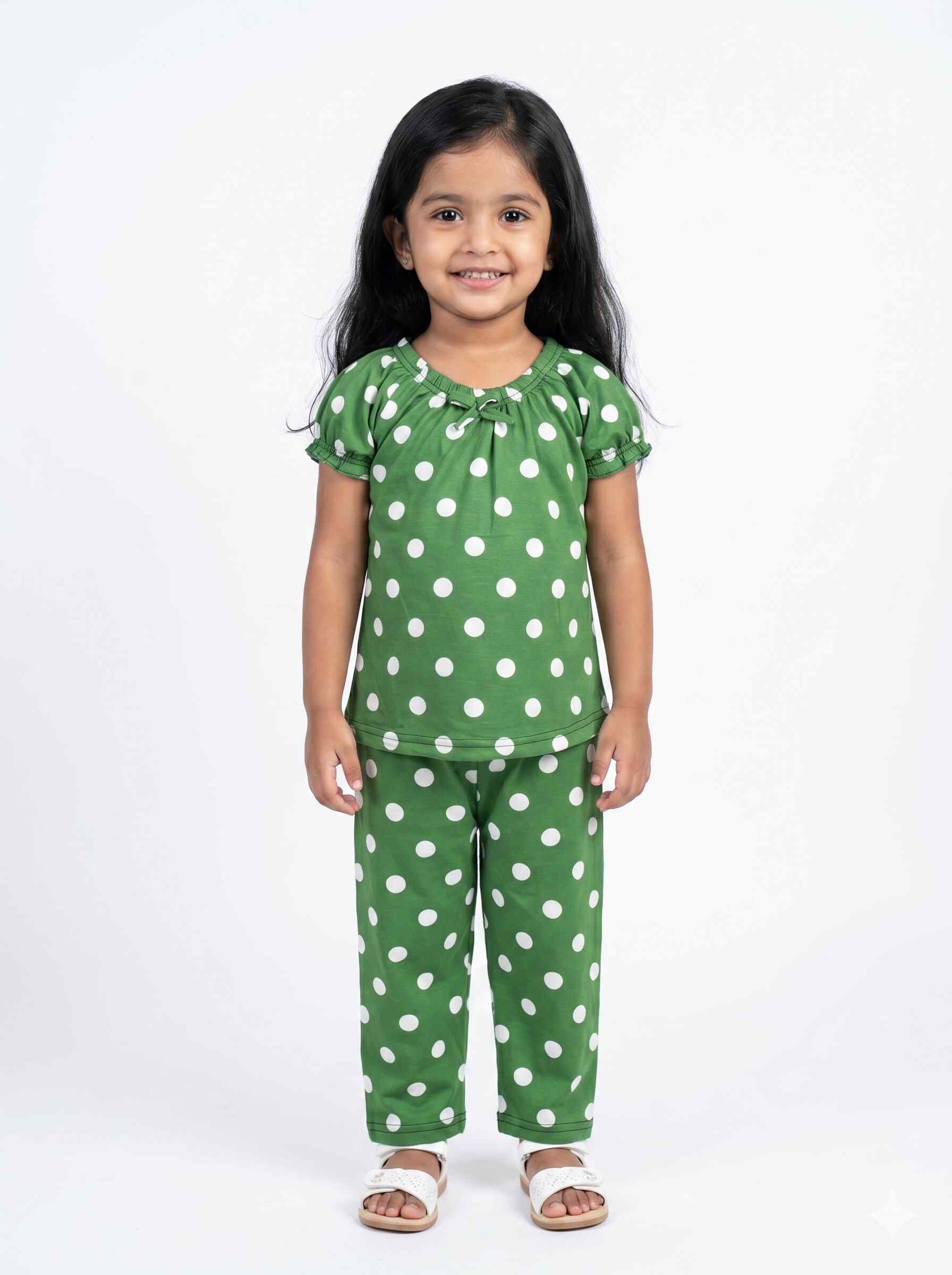 Girls Coord Set -Green Printed