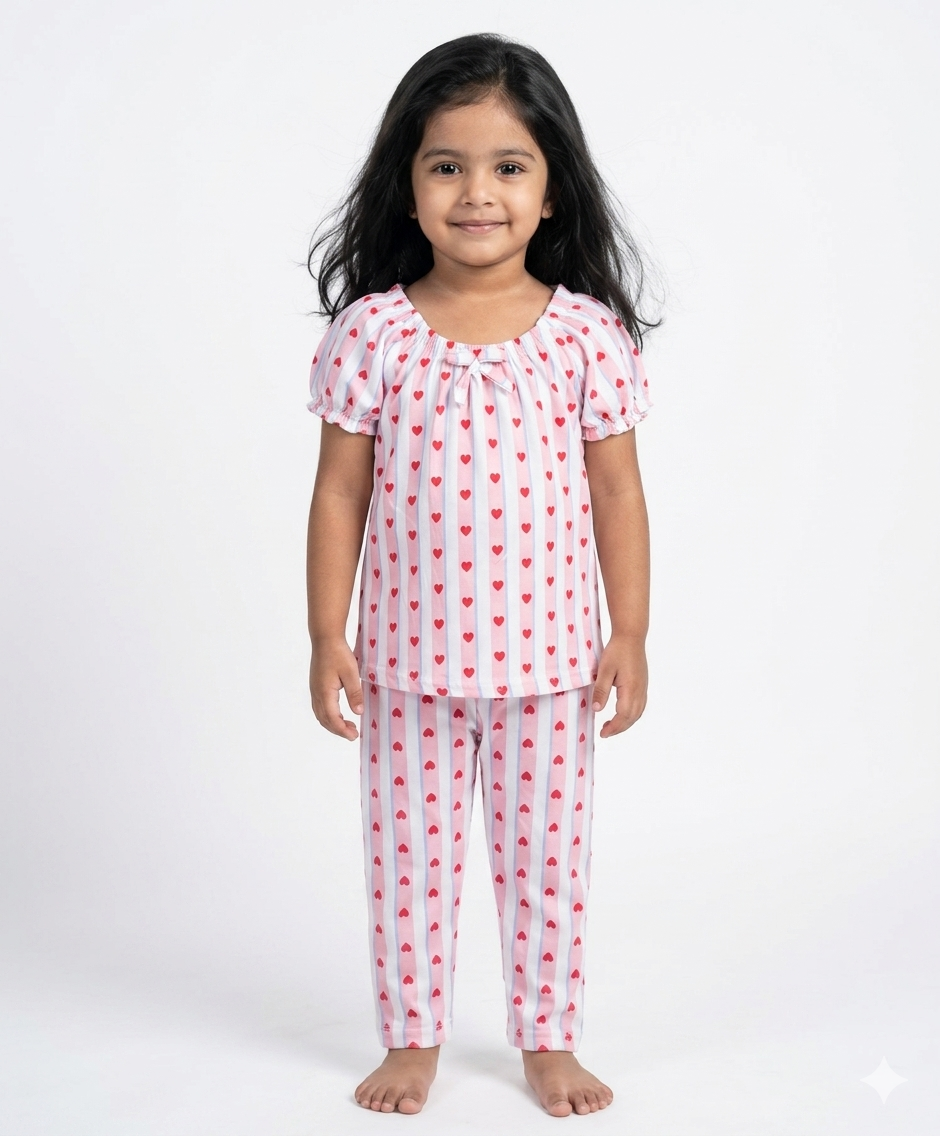 Girls Coord Set -Pink Printed