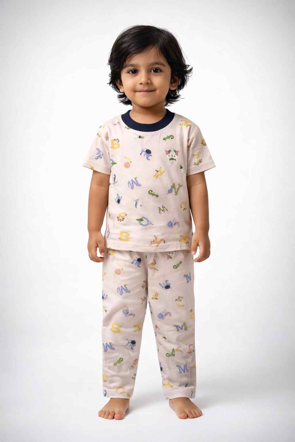 Kids Unisex Pure Cotton Pyjama Set (XS - Cream)
