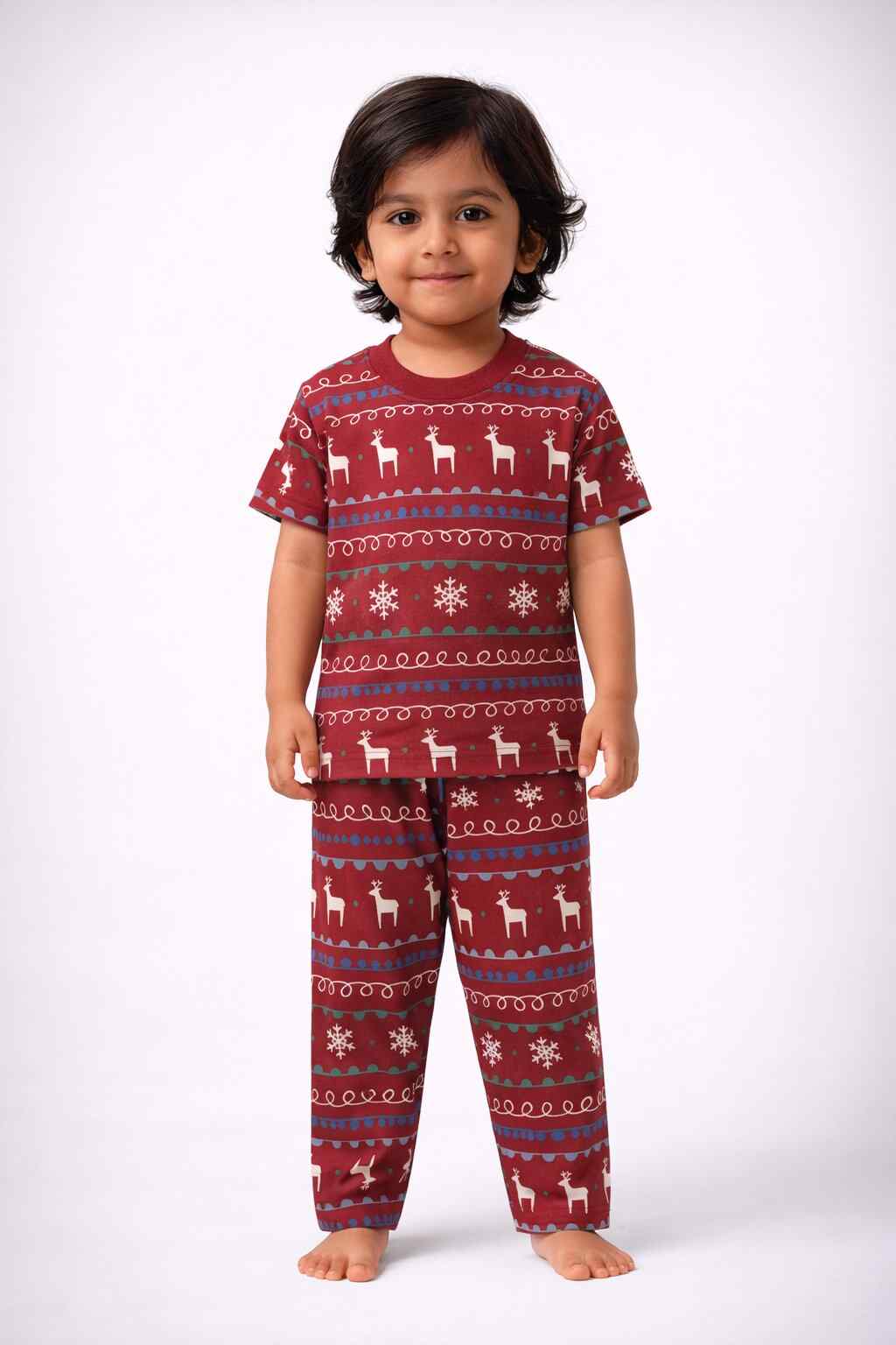 Kids Unisex Pure Cotton Pyjama Set (Red)