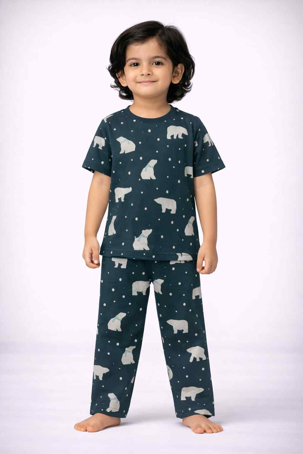 Kids Unisex Pure Cotton Pyjama Set (L - Black)