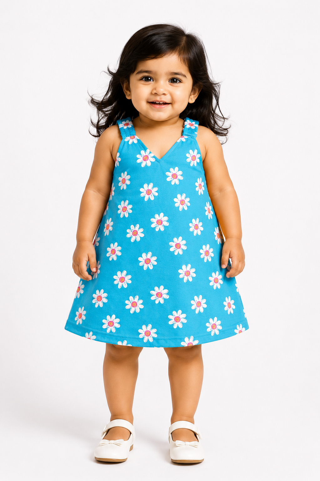 Girls Daily Wear Frock - Blue (3M - 1 Year)