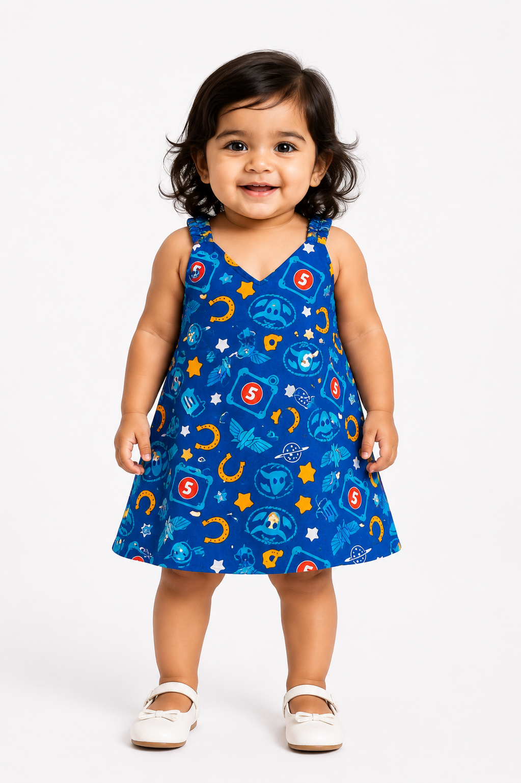 Girls Daily Wear Frock - Dark Blue (3M - 1 Year)