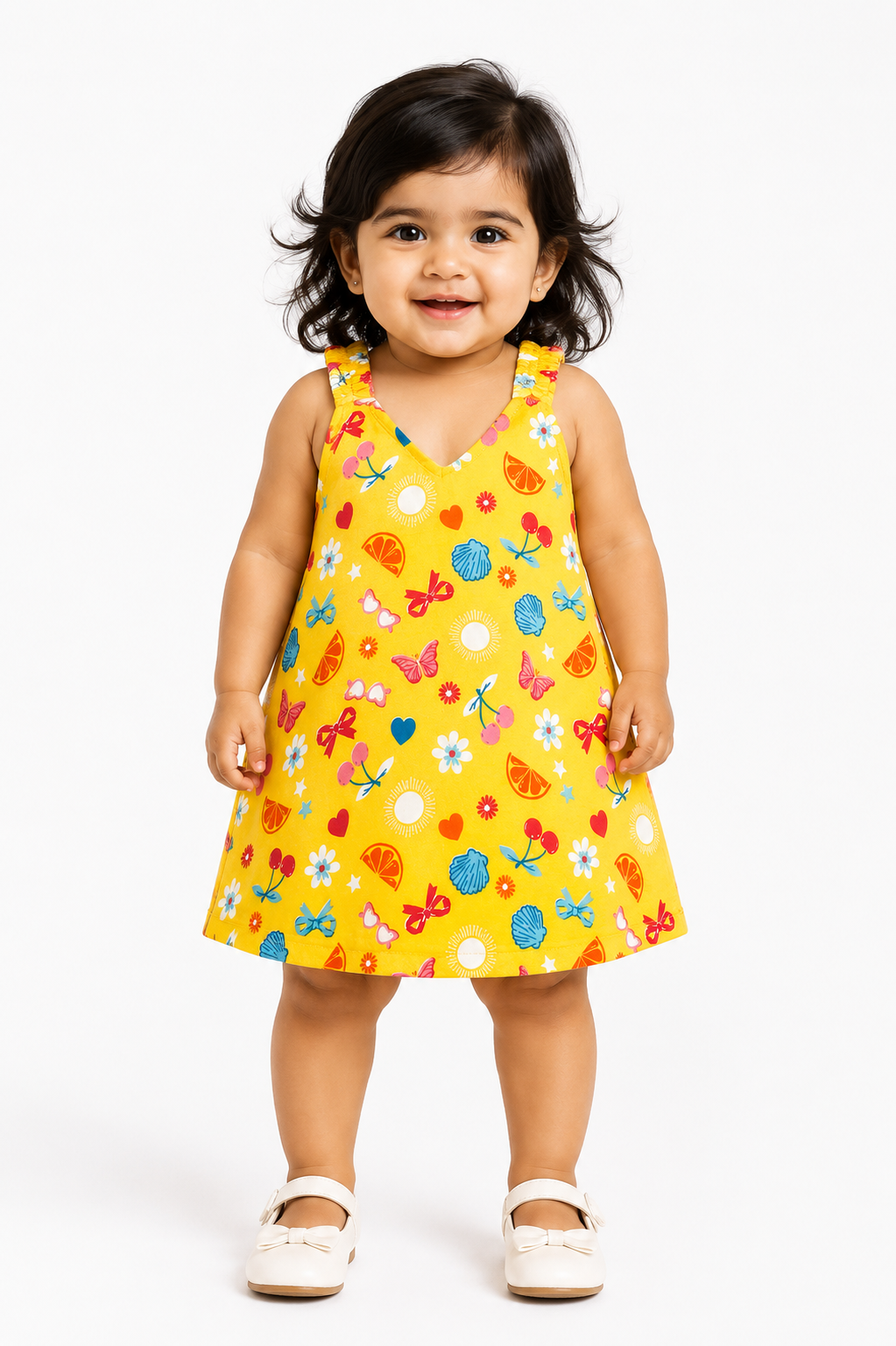 Girls Daily Wear Frock - Yellow (3M - 1 Year)