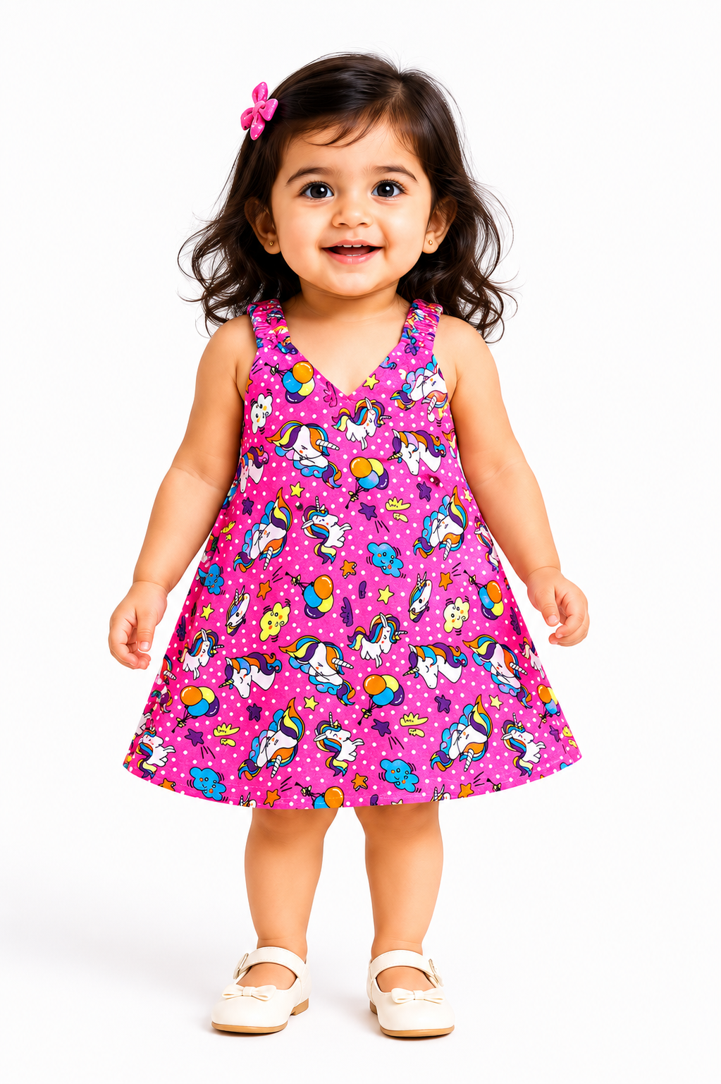 Girls Daily Wear Frock - Rose (3M - 1 Year)
