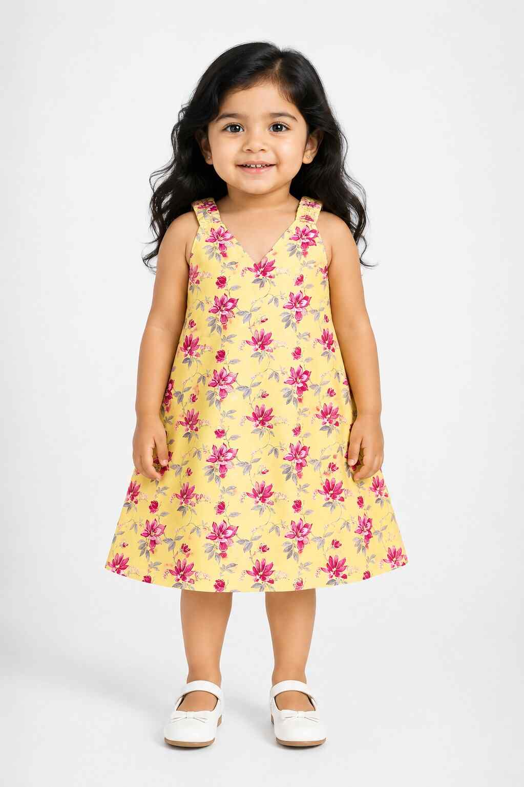 Girls Daily Wear Frock - Yellow1 (1 - 2 Years)