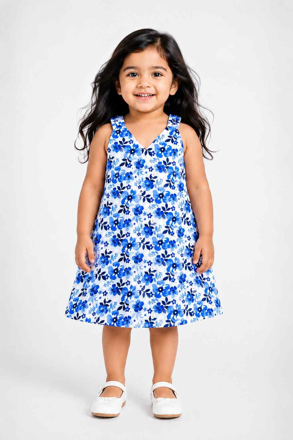 Girls Daily Wear Frock - Blue1 (1 - 2 Years)