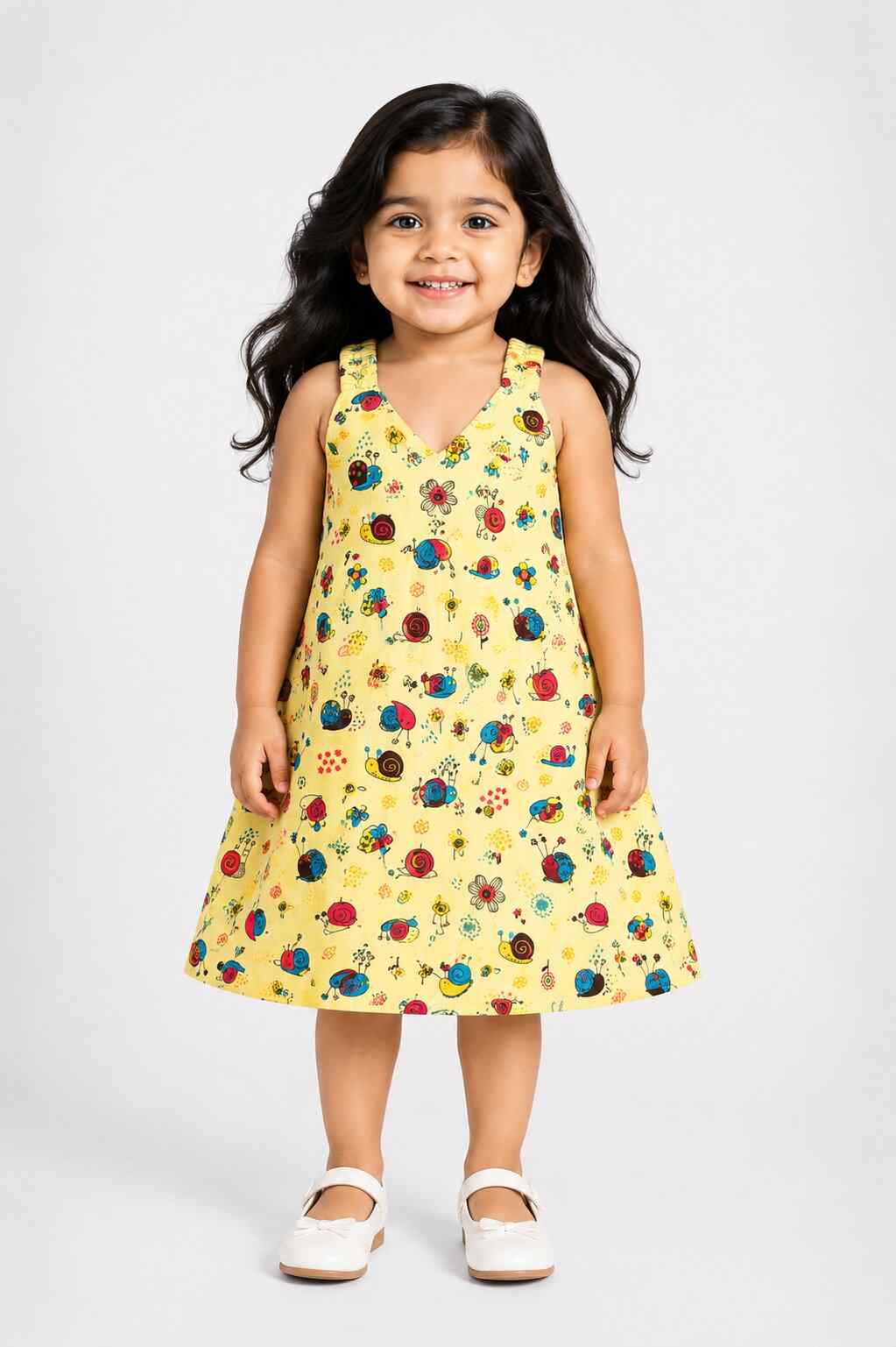 Girls Daily Wear Frock - Yellow2 (1 - 2 Years)
