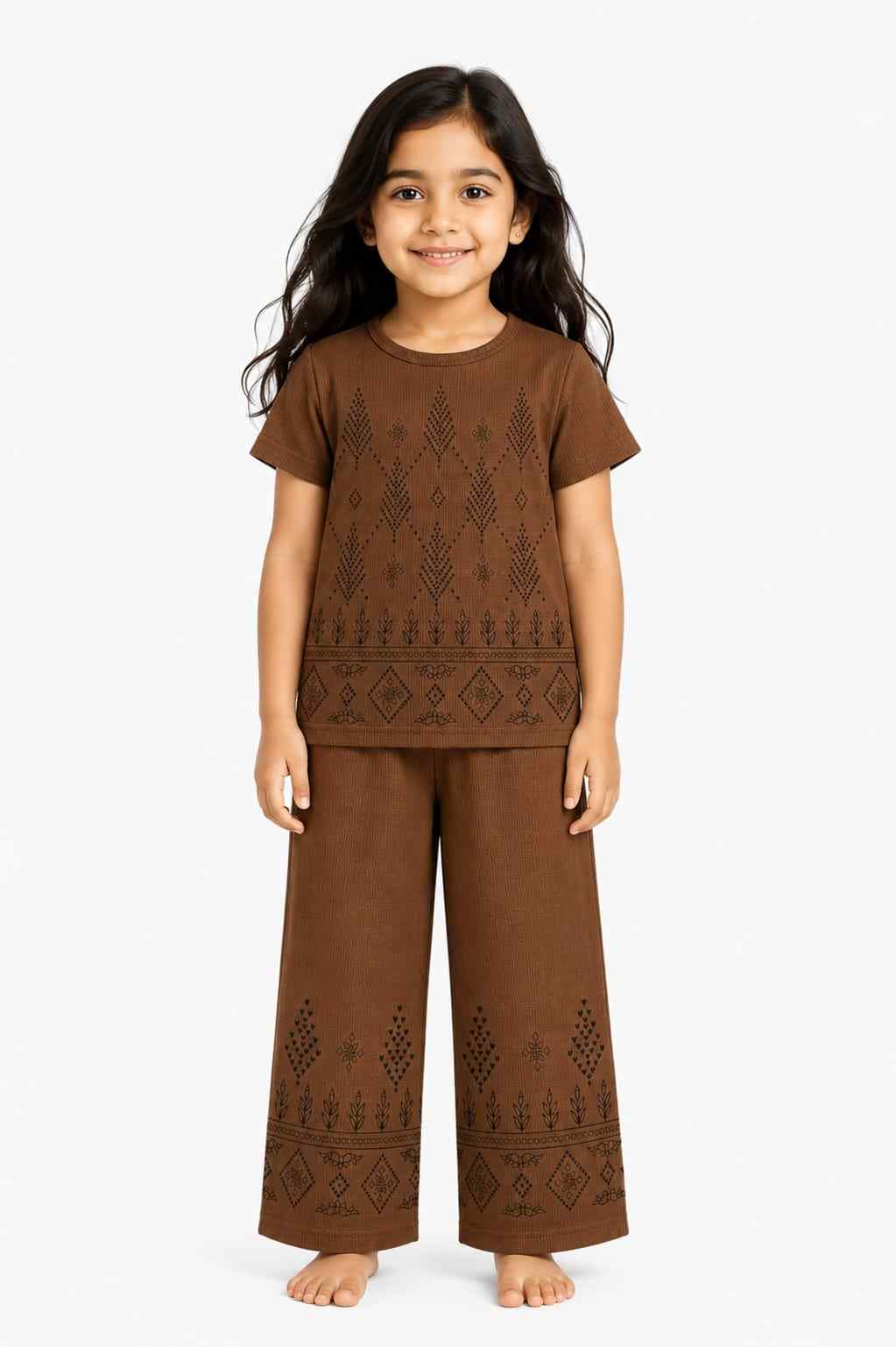 Girls Coord set (Dark Brown)