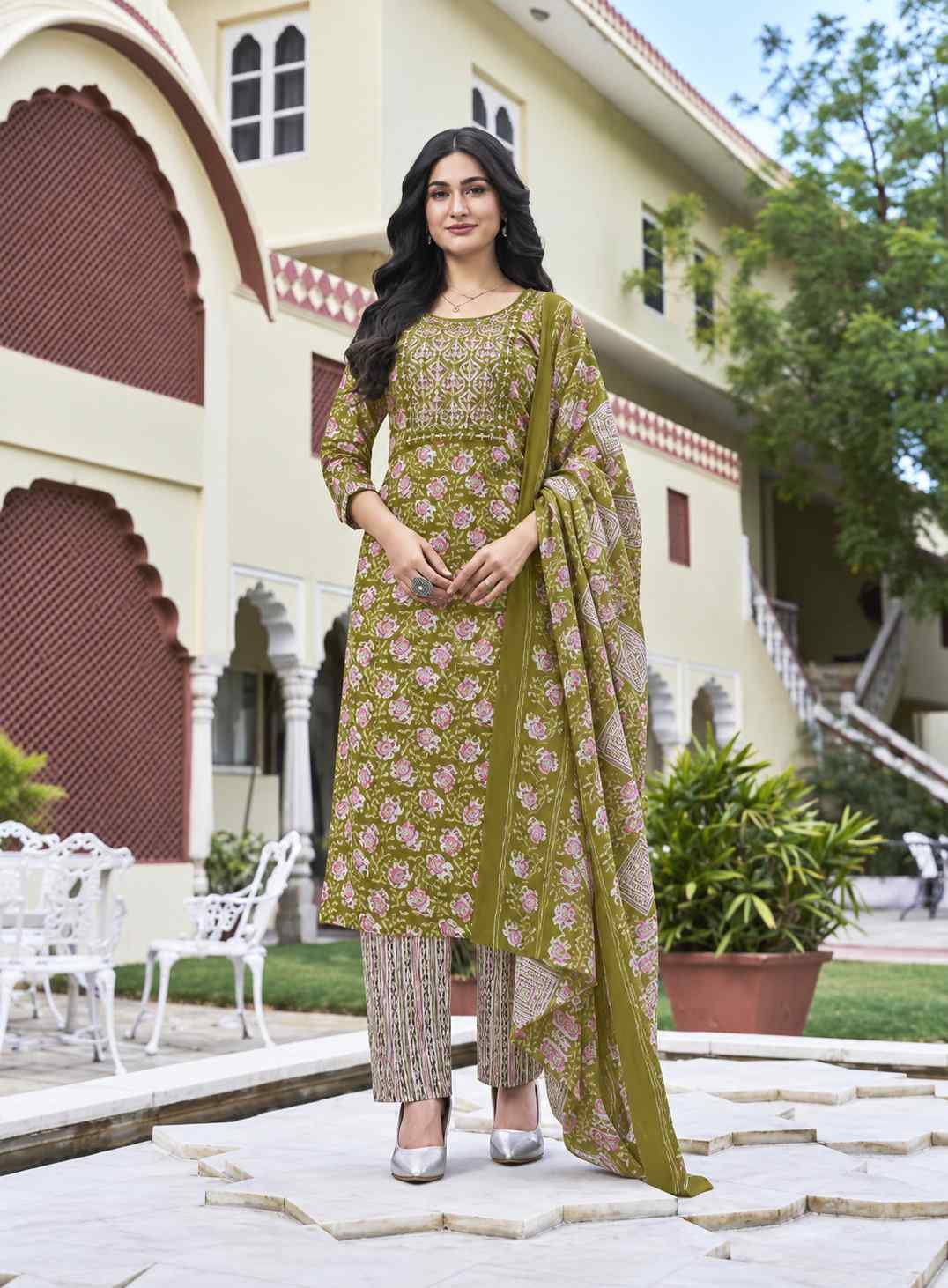 Women's Kurti set- Olive green