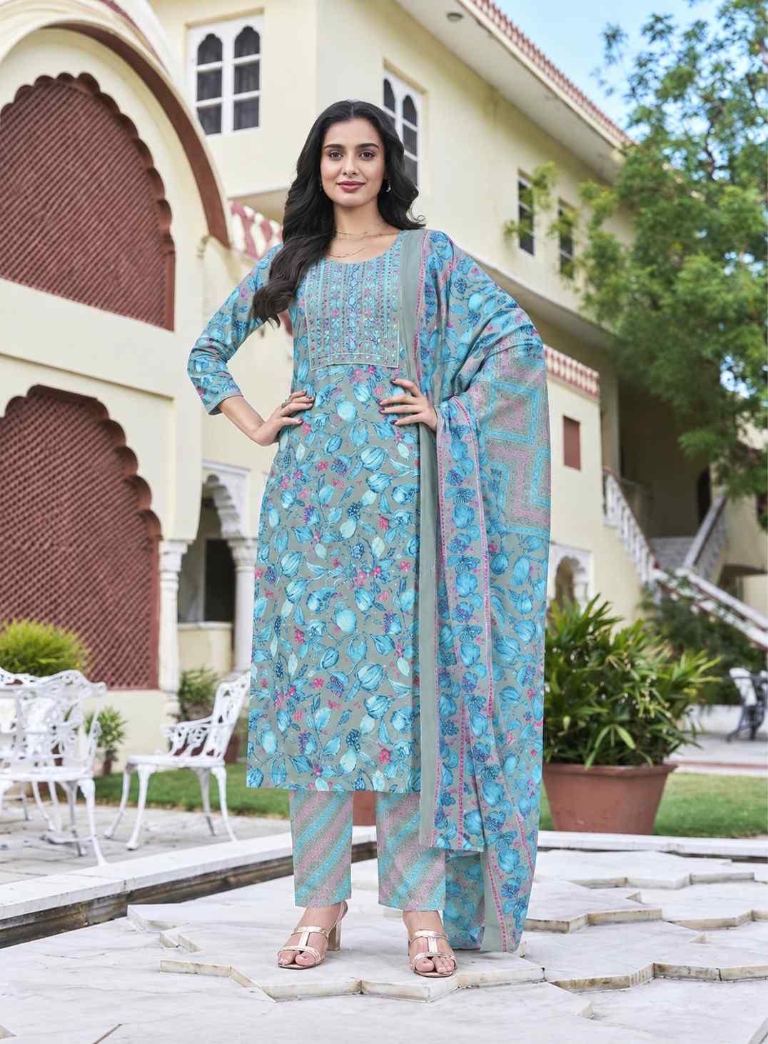Women's Kurti set- Sky blue
